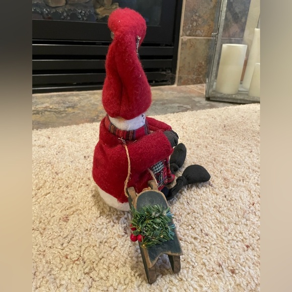 Handmade Snowman with Wooden Sled - Picture 5 of 6